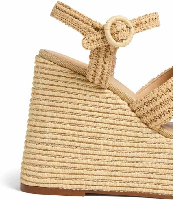Castañer Handgeweven Natuurlijke Raffia Zomer Sandaal Beige Dames