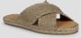 Castañer Metallic Linnen Gekruiste Band Sandalen Beige Dames - Thumbnail 2