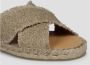 Castañer Metallic Linnen Gekruiste Band Sandalen Beige Dames - Thumbnail 3
