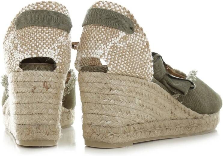 Castañer Militair Groene Espadrille met Open Teen