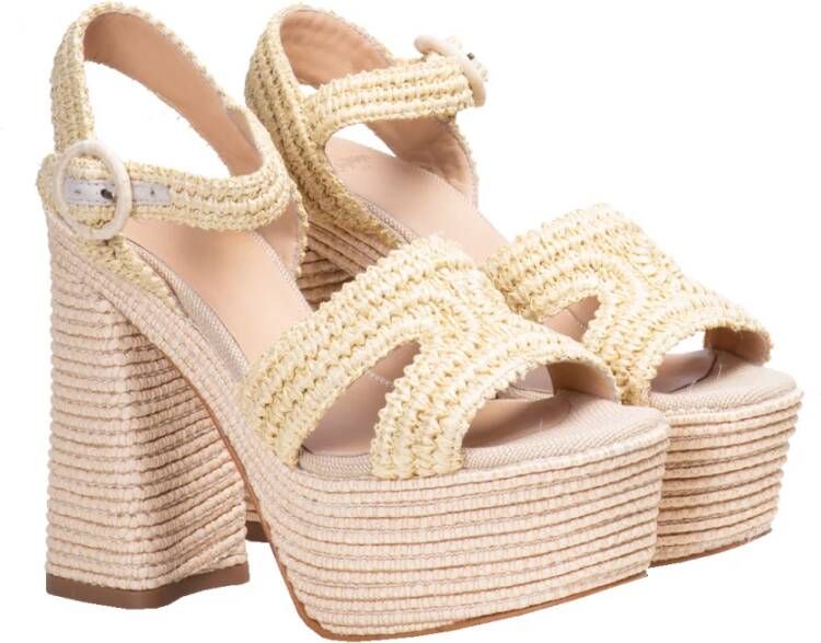 Castañer Natuurlijke platform sandalen met enkelveter Beige Dames