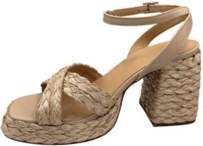 Castañer Natuurlijke raffia sandaal met enkelband