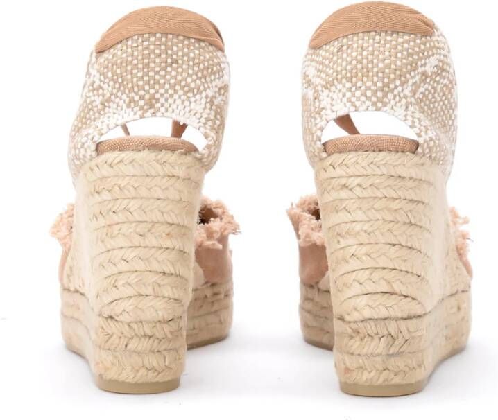 Castañer Natuurlijke Wedge Sandaal Catalina in Linnen Beige Dames