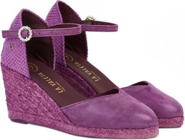 Castañer Paarse Suède Espadrilles met Sleehak Purple Dames