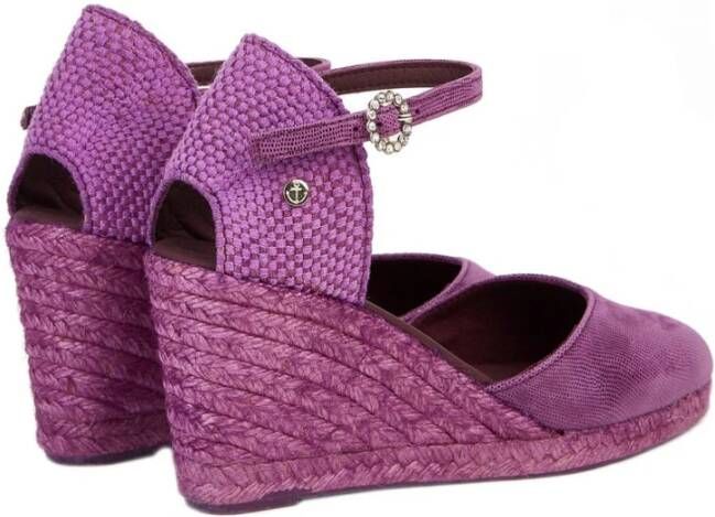 Castañer Paarse Suède Espadrilles met Sleehak Purple Dames