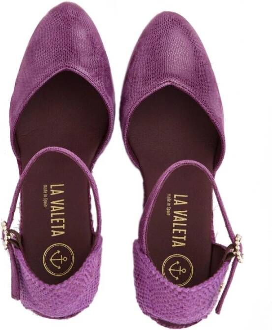 Castañer Paarse Suède Espadrilles met Sleehak Purple Dames