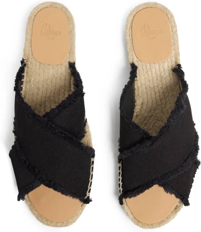 Castañer Palmera gecertificeerde katoenen espadrille platte schoenen. Black Dames