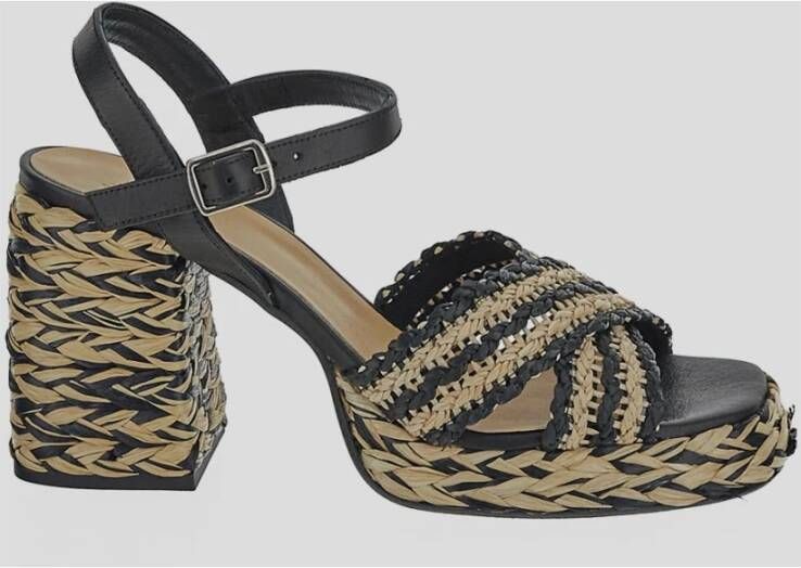 Castañer Raffia Espadrille Schoen Black Dames