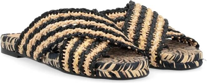 Castañer Raffia Zwart Tostado Sandaal Multicolor Dames