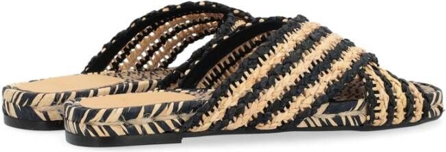 Castañer Raffia Zwart Tostado Sandaal Multicolor Dames