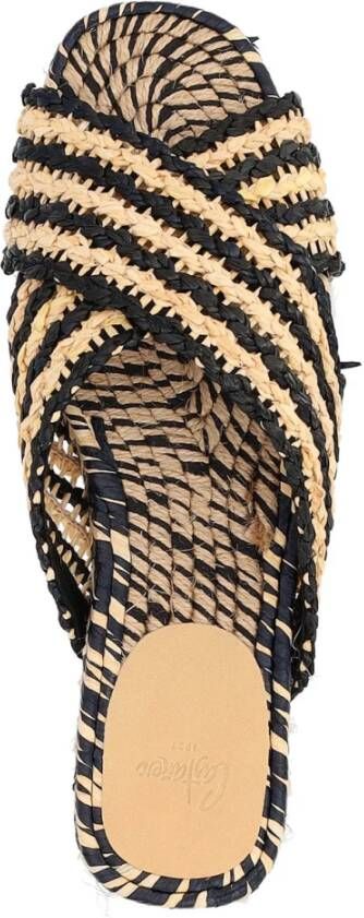 Castañer Raffia Zwart Tostado Sandaal Multicolor Dames