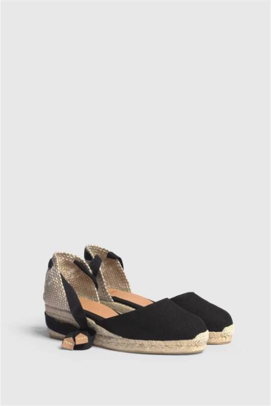 Castañer Carina katoenen espadrilles met striksluiting en 5 cm sleehak. Beige Dames