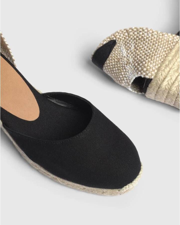 Castañer Carina katoenen espadrilles met striksluiting en 5 cm sleehak. Beige Dames