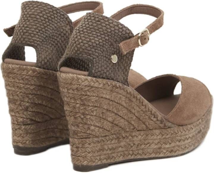 Castañer Taupe Peep Toe Espadrilles Handgemaakt in Spanje Brown Dames