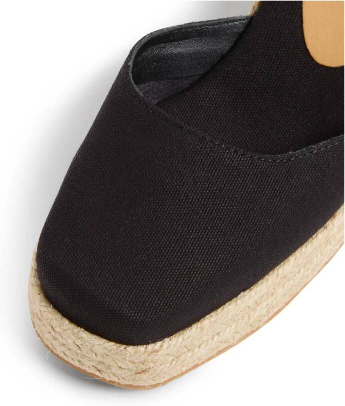 Castañer Tina katoenen espadrilles met striksluiting en 8 cm hak. Black Dames