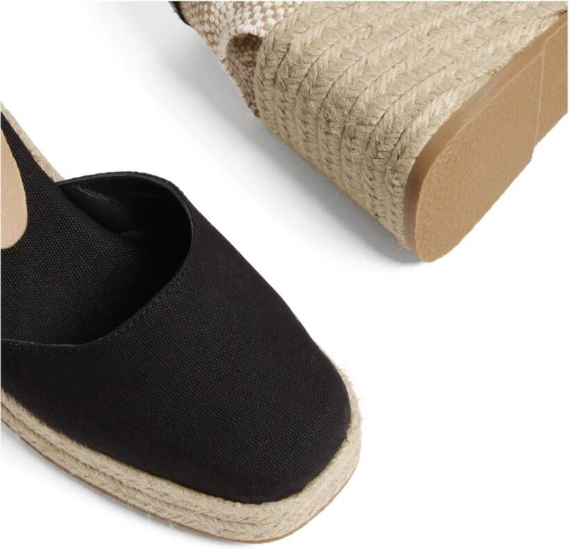 Castañer Tina katoenen espadrilles met striksluiting en 8 cm hak. Black Dames