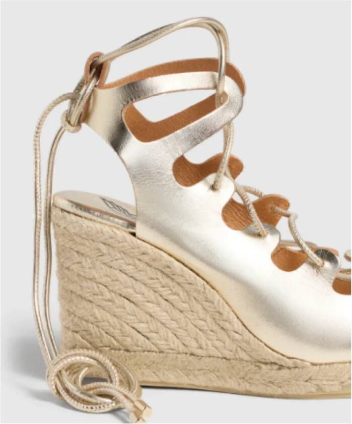 Castañer Unieke Leren Espadrille Sleehakken Beige Dames