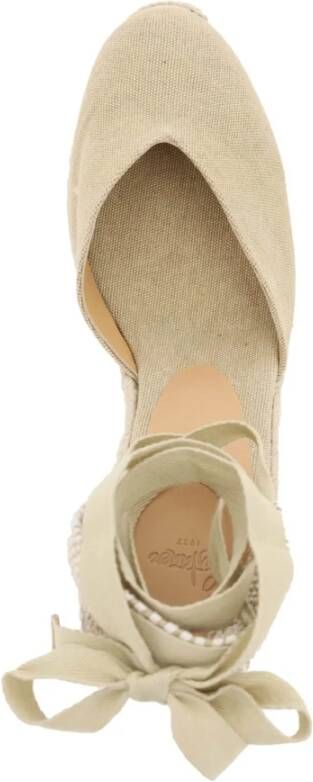 Castañer V-vormige Wedge Espadrilles met Strik Beige Dames