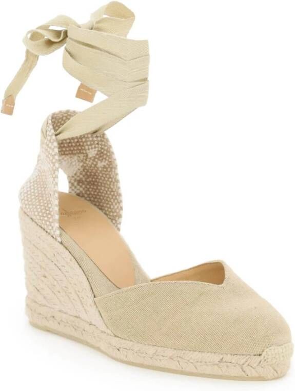 Castañer V-vormige Wedge Espadrilles met Strik Beige Dames