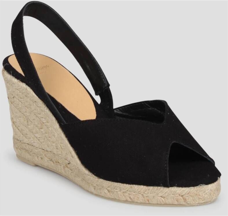 Castañer Wedge Espadrilles met Enkelband Black Dames