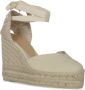 Castañer Chiara biologisch katoenen espadrilles met striksluiting en 11 cm sleehak met dubbele platform. Beige Dames - Thumbnail 2