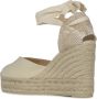 Castañer Chiara biologisch katoenen espadrilles met striksluiting en 11 cm sleehak met dubbele platform. Beige Dames - Thumbnail 3