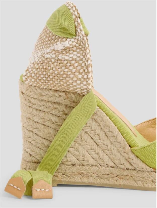 Castañer Wig Espadrilles met V-Cut Detail Green Dames