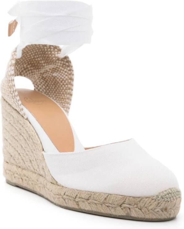 Castañer Witte Canvas Sleehak Sandalen White Dames