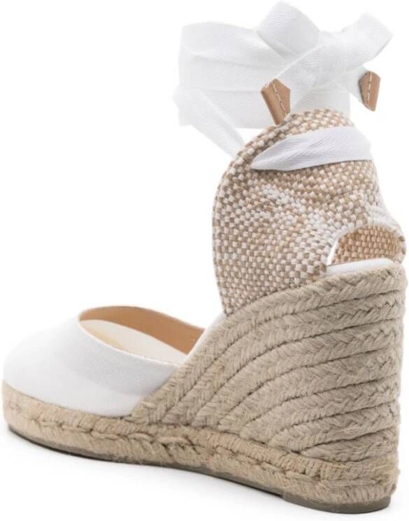 Castañer Witte Canvas Sleehak Sandalen White Dames