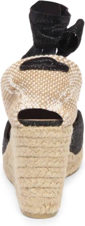 Castañer Zwarte en gouden espadrilles met sleehak