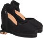 Castañer Carina katoenen espadrilles met striksluiting en 11 cm sleehak. Black Dames - Thumbnail 13