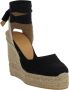 Castañer Carina biologisch katoenen espadrilles met striksluiting dubbele platform en 9 cm sleehak. Black Dames - Thumbnail 2