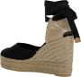Castañer Carina katoenen espadrilles met striksluiting dubbele zool en 9 cm sleehak. - Thumbnail 10