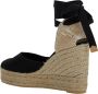 Castañer Carina biologisch katoenen espadrilles met striksluiting dubbele platform en 9 cm sleehak. Black Dames - Thumbnail 3