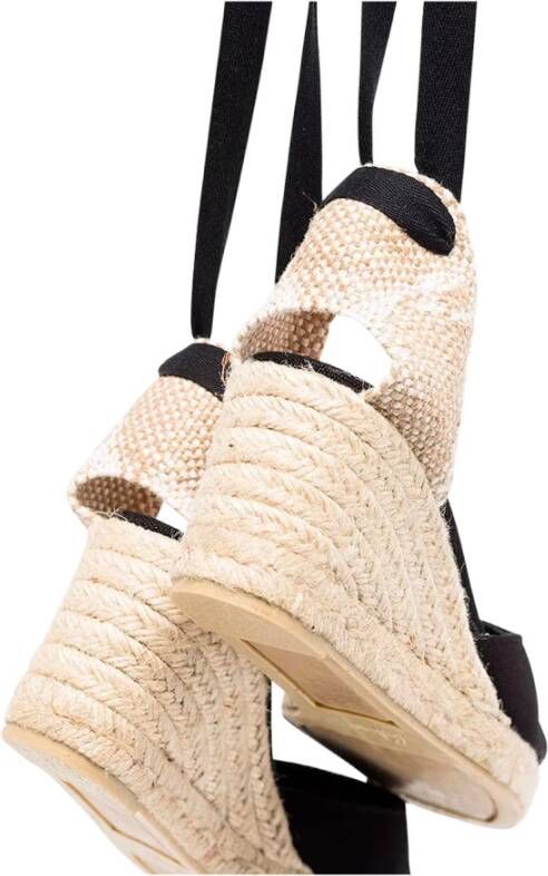 Castañer Zwarte Espadrille Sneakers met Enkelveters Black Dames