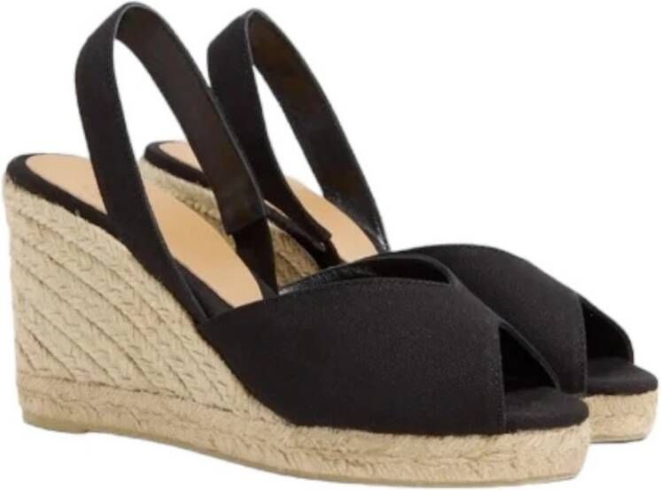 Castañer Zwarte Sandalen met Ronde Open Neus Black Dames