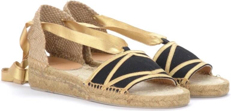 Castañer Zwarte Siena Espadrilles met Gouden Details Black Dames