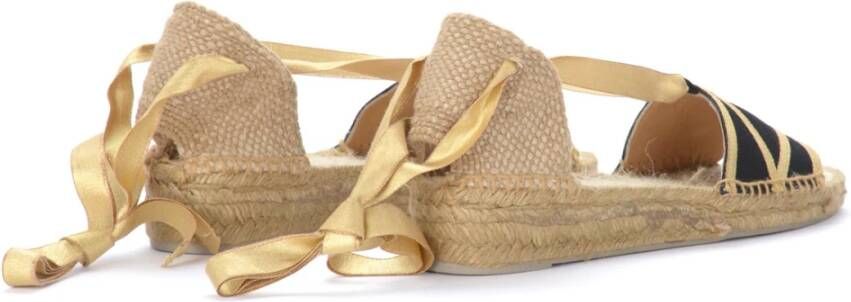 Castañer Zwarte Siena Espadrilles met Gouden Details Black Dames