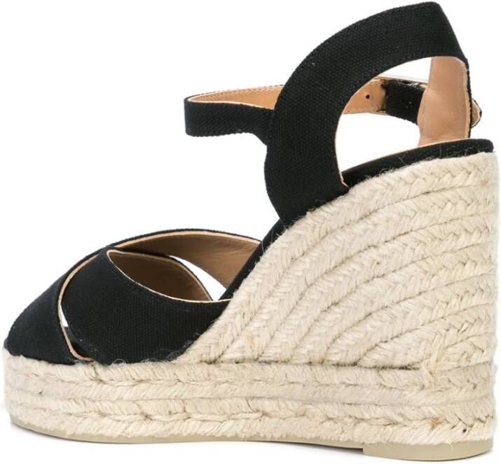 Castañer Zwarte Sleehak Espadrilles Sandalen Black Dames