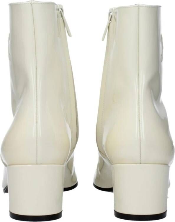 Celine Beige Lakleren Enkellaarzen met Middelhoge Hakken
