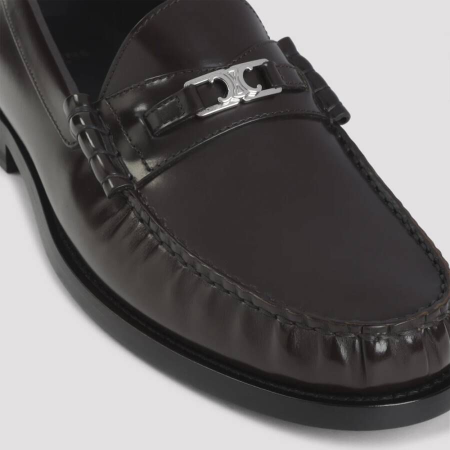 Celine Donkerbruine leren loafer met metalen detail