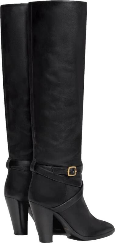 Celine Leren laarzen met goudkleurige gesp Black Dames