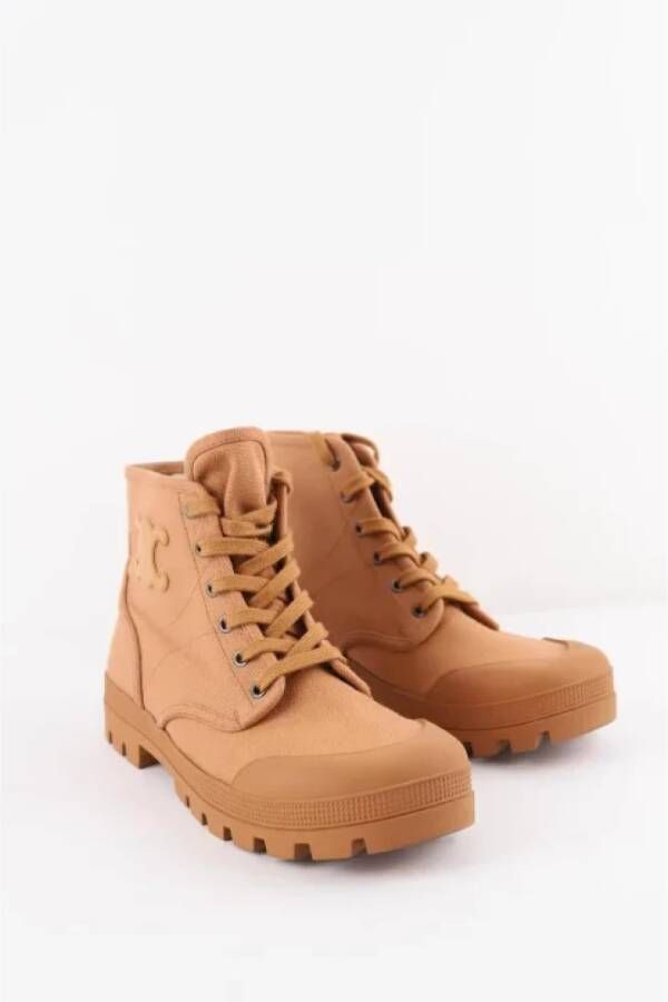 Celine Vintage Pre-owned Fabric boots Brown Dames