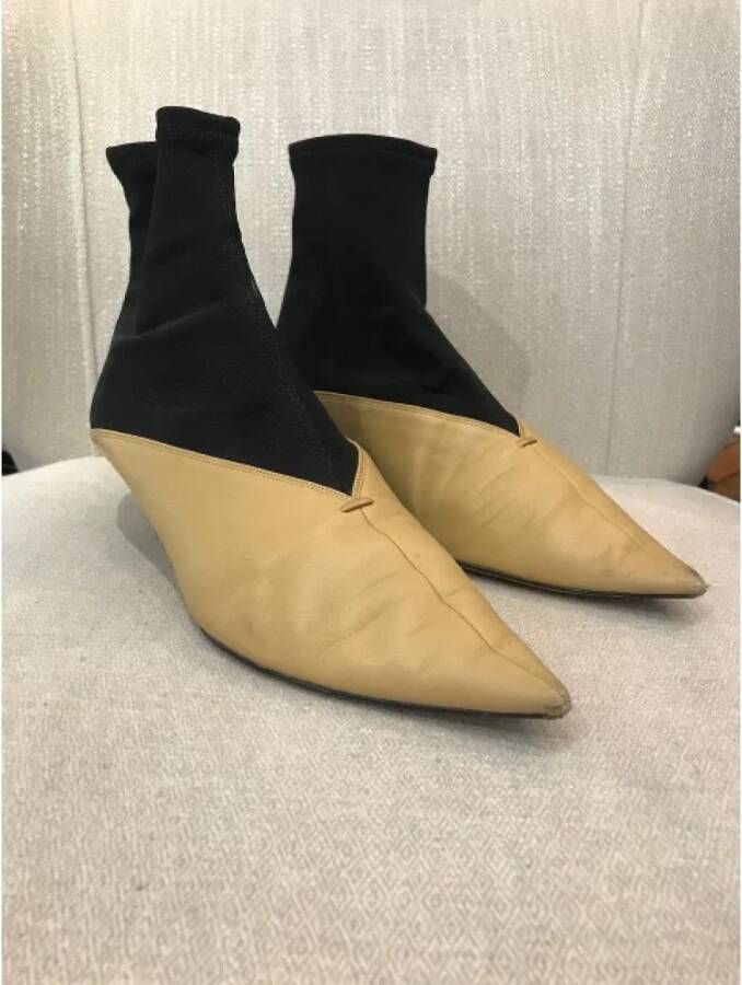 Celine Vintage Pre-owned Leather boots Beige Dames