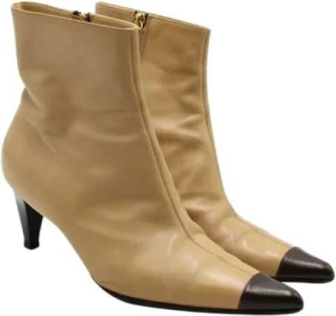 Celine Vintage Pre-owned Leather boots Beige Dames