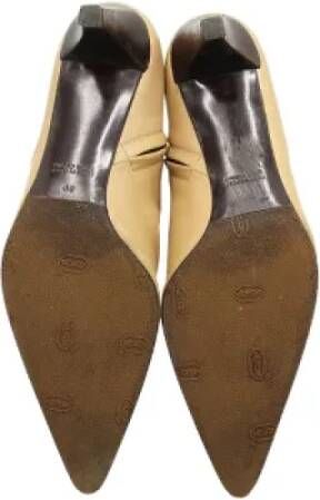 Celine Vintage Pre-owned Leather boots Beige Dames