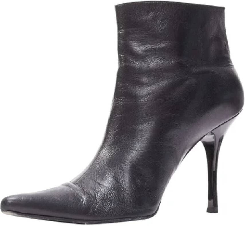 Celine Vintage Pre-owned Leather boots Black Dames