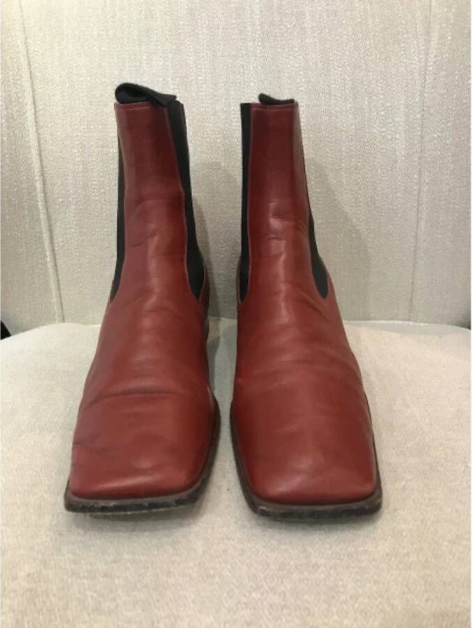 Celine Vintage Pre-owned Leather boots Red Dames