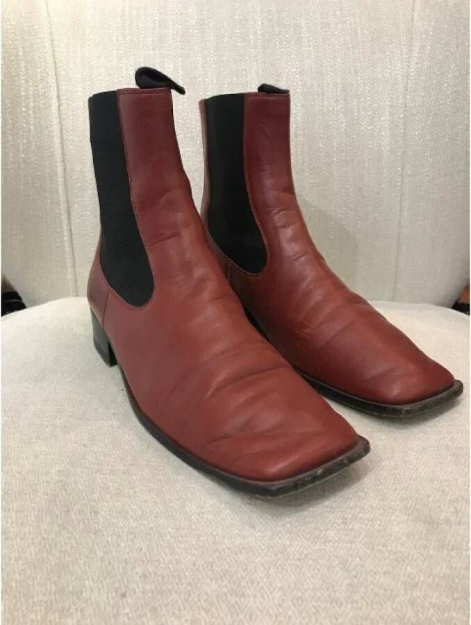 Celine Vintage Pre-owned Leather boots Red Dames