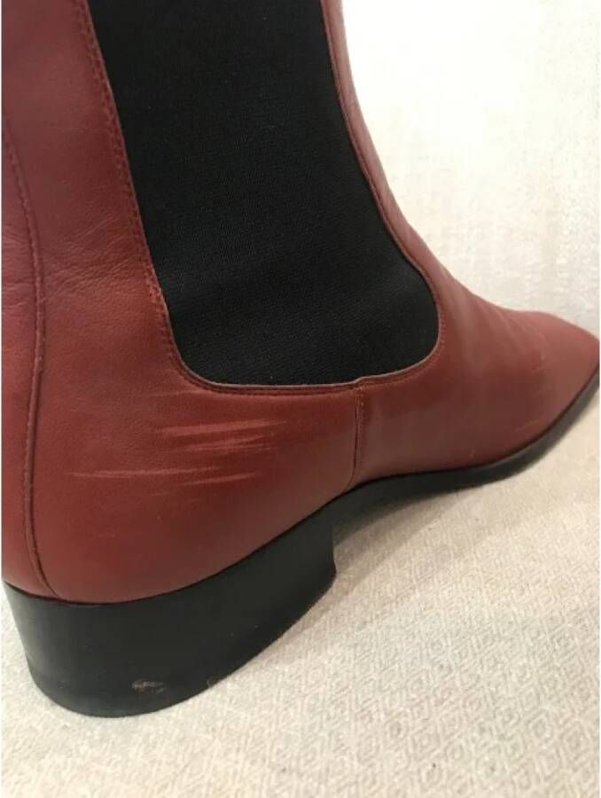 Celine Vintage Pre-owned Leather boots Red Dames